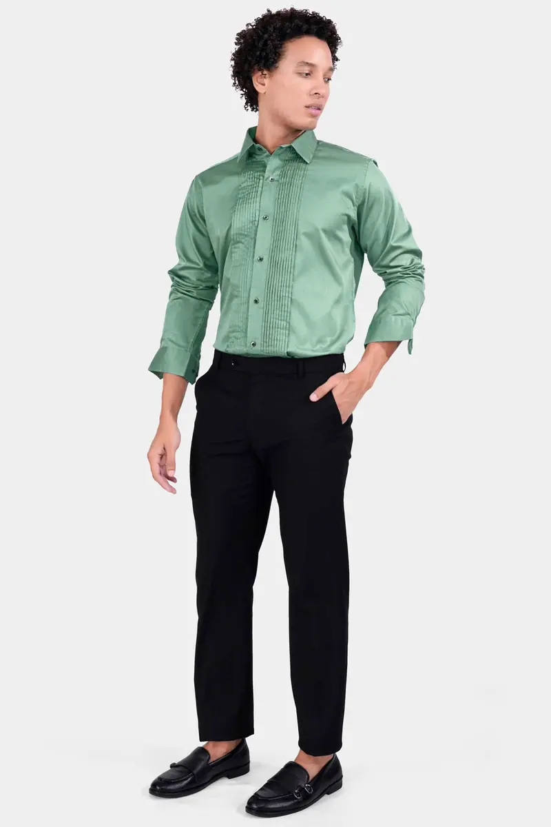 Oxley Green Subtle Sheen Super Soft Premium Cotton Tuxedo Shirt 7