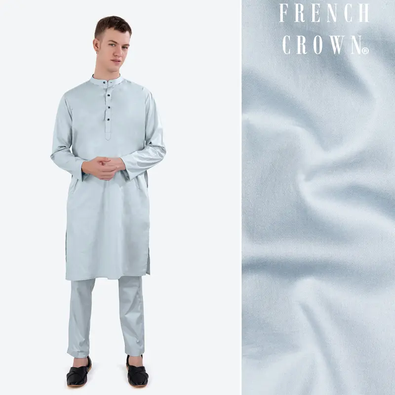 Oyster Blue Subtle Sheen Super Soft Premium Cotton Kurta Set 1