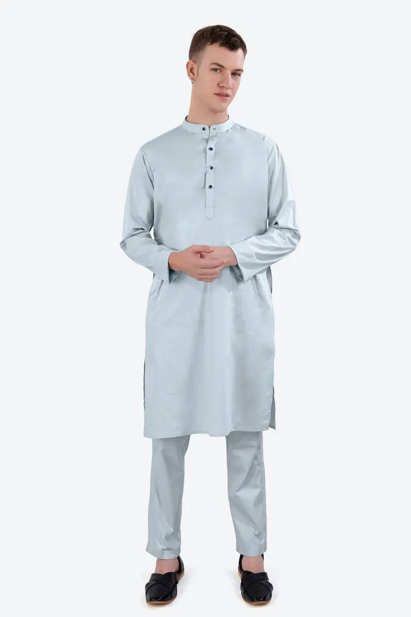 Oyster Blue Subtle Sheen Super Soft Premium Cotton Kurta Set 2