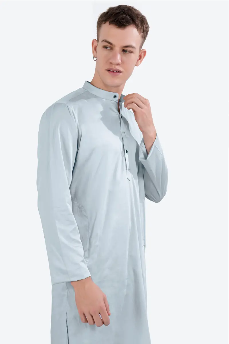 Oyster Blue Subtle Sheen Super Soft Premium Cotton Kurta Set 4