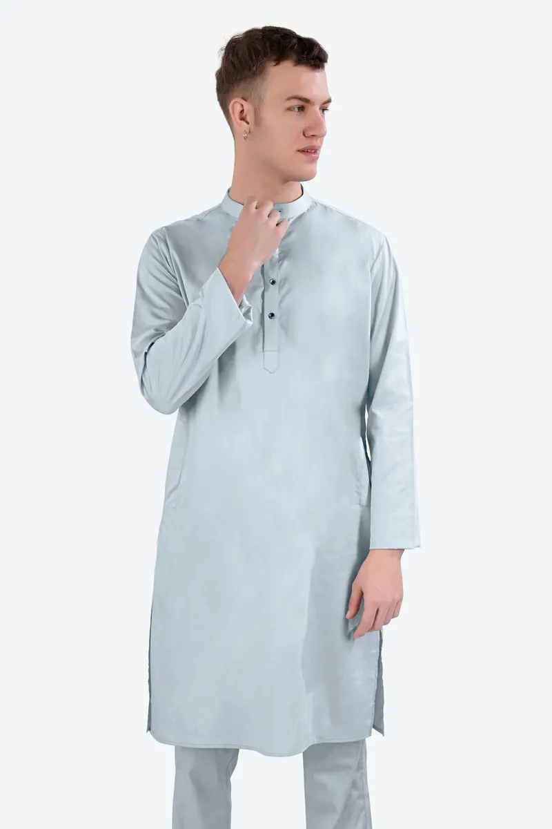 Oyster Blue Subtle Sheen Super Soft Premium Cotton Kurta Set 5
