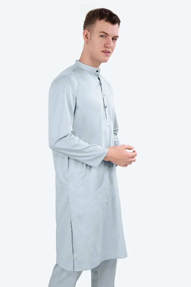 Oyster Blue Subtle Sheen Super Soft Premium Cotton Kurta Set 6