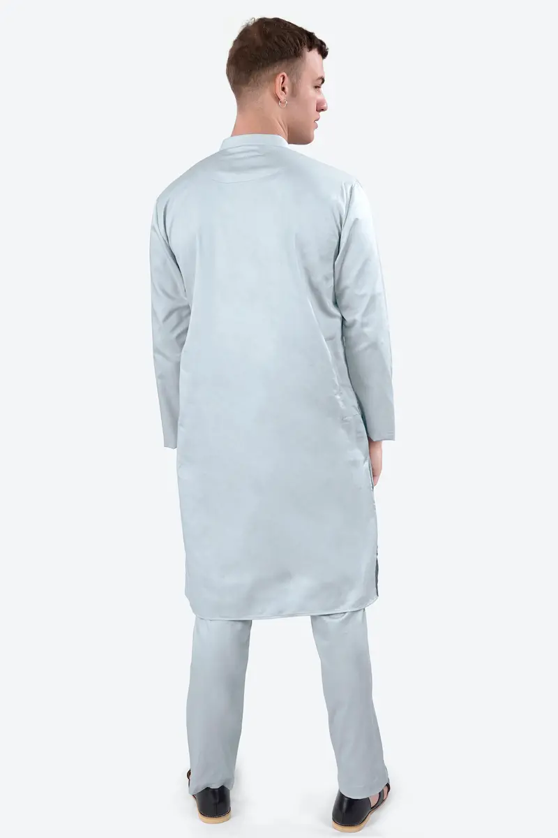 Oyster Blue Subtle Sheen Super Soft Premium Cotton Kurta Set 7