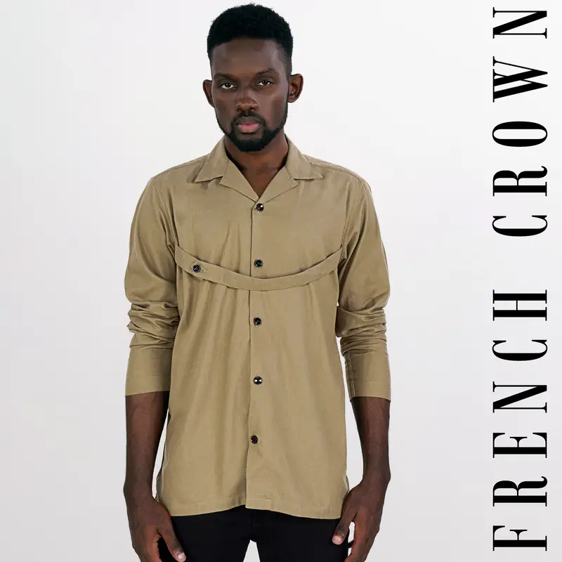 Oyster Brown Flannel Designer Shirt 1