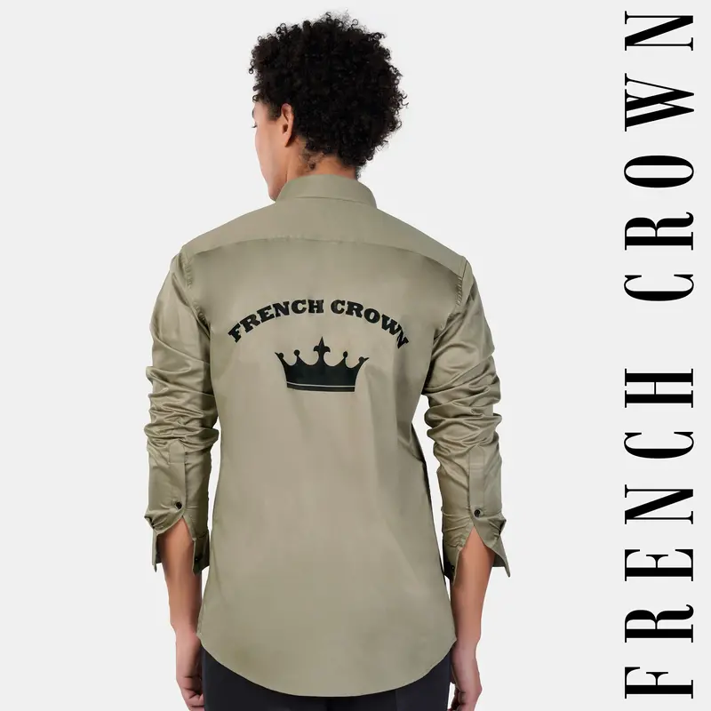 Oyster Brown French Crown Printed Subtle Sheen Super Soft Premium Cotton Designer Shirt 1