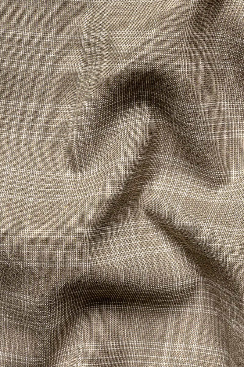 Oyster Brown Plaid Wool Rich Pant 3