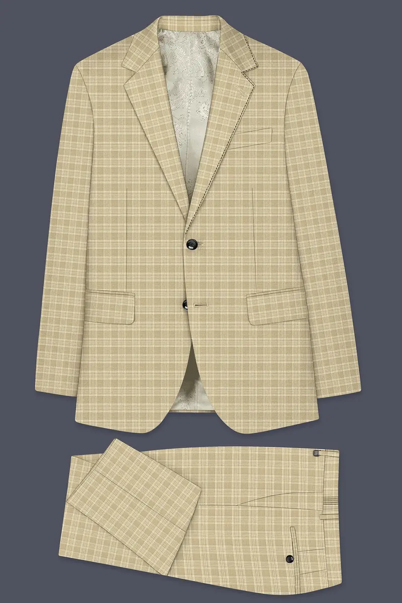 Oyster Brown Plaid Wool Rich Suit 11