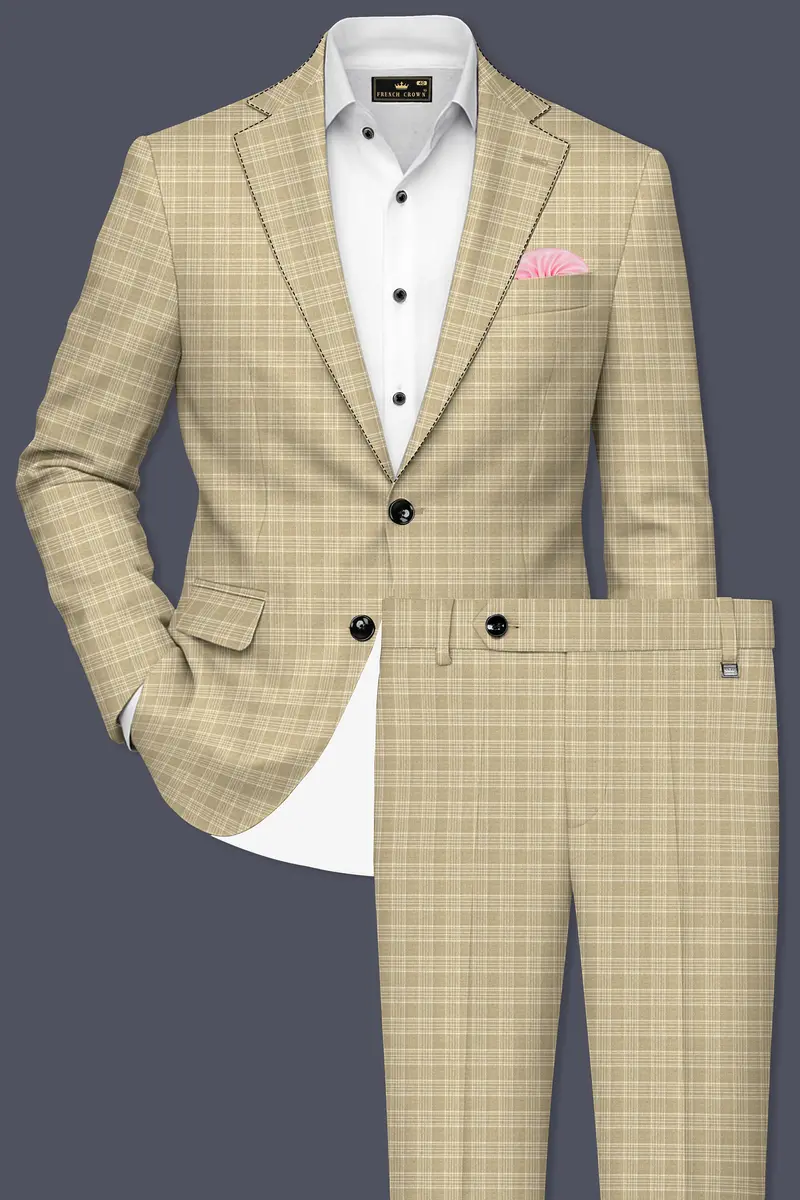 Oyster Brown Plaid Wool Rich Suit 2