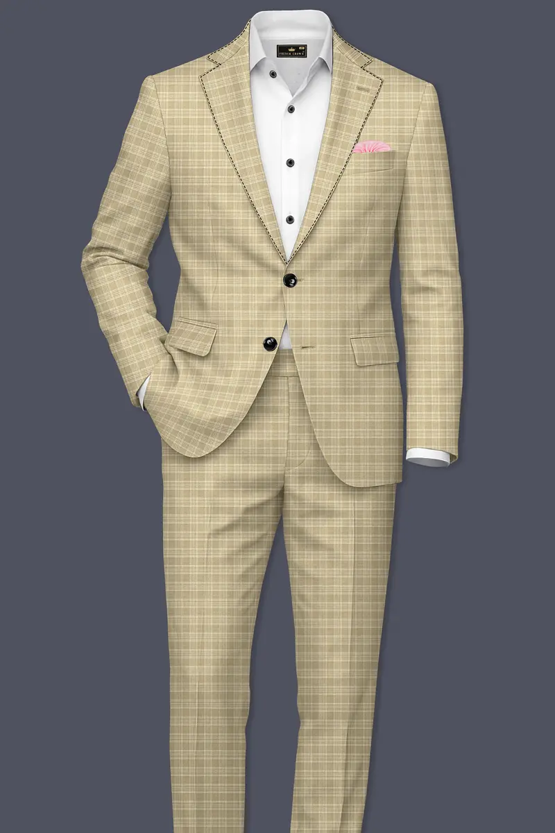 Oyster Brown Plaid Wool Rich Suit 4