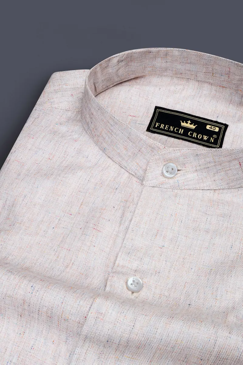 Oyster Cream Chambray Premium Giza Cotton Shirt 1
