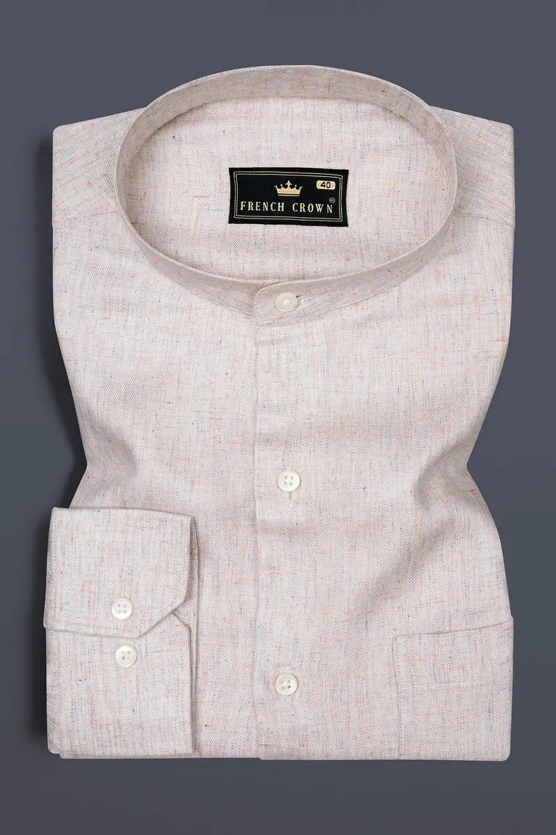 Oyster Cream Chambray Premium Giza Cotton Shirt 3