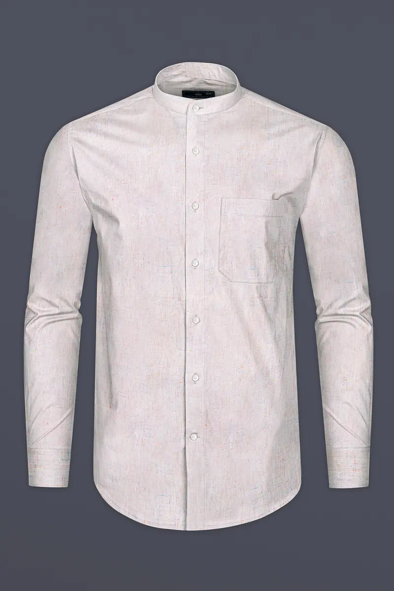 Oyster Cream Chambray Premium Giza Cotton Shirt 4