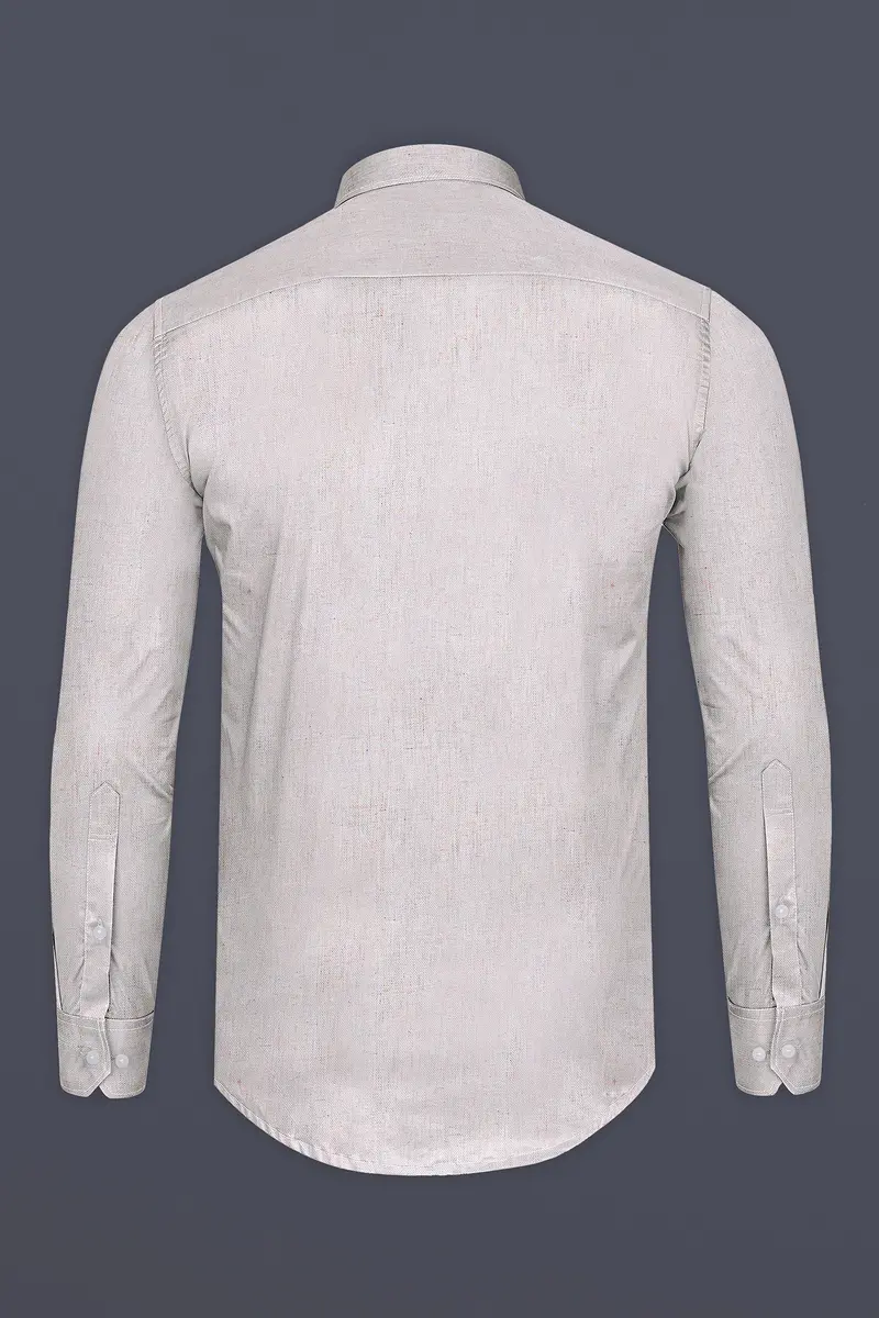Oyster Cream Chambray Premium Giza Cotton Shirt 5