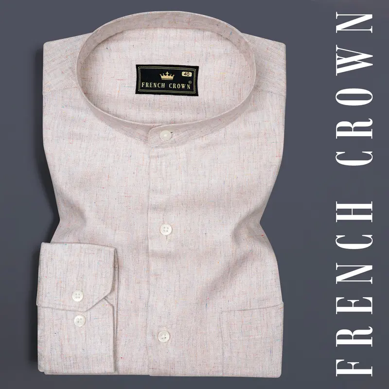 Oyster Cream Chambray Premium Giza Cotton Shirt 6