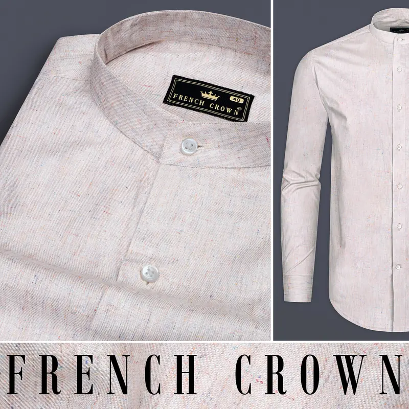 Oyster Cream Chambray Premium Giza Cotton Shirt 9