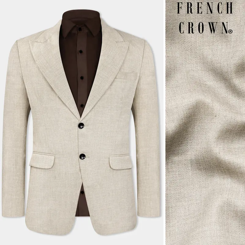 Oyster Cream Luxurious Linen Blazer 1