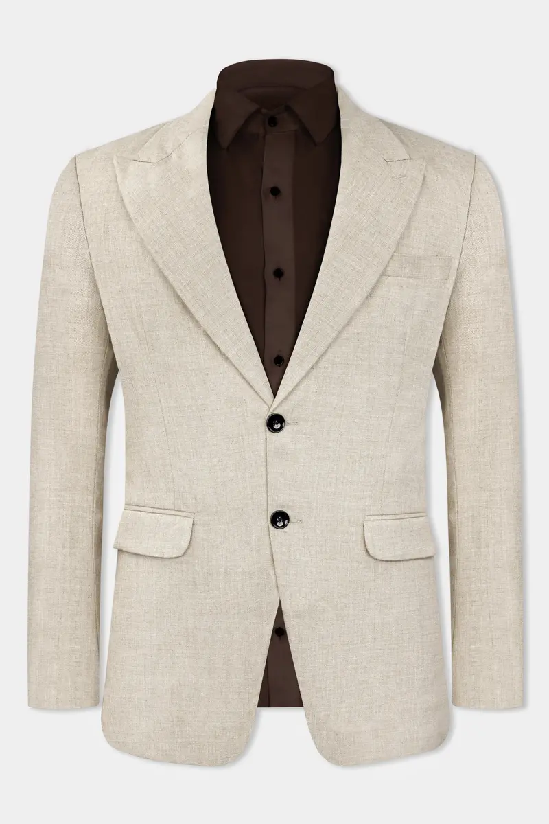 Oyster Cream Luxurious Linen Blazer 2