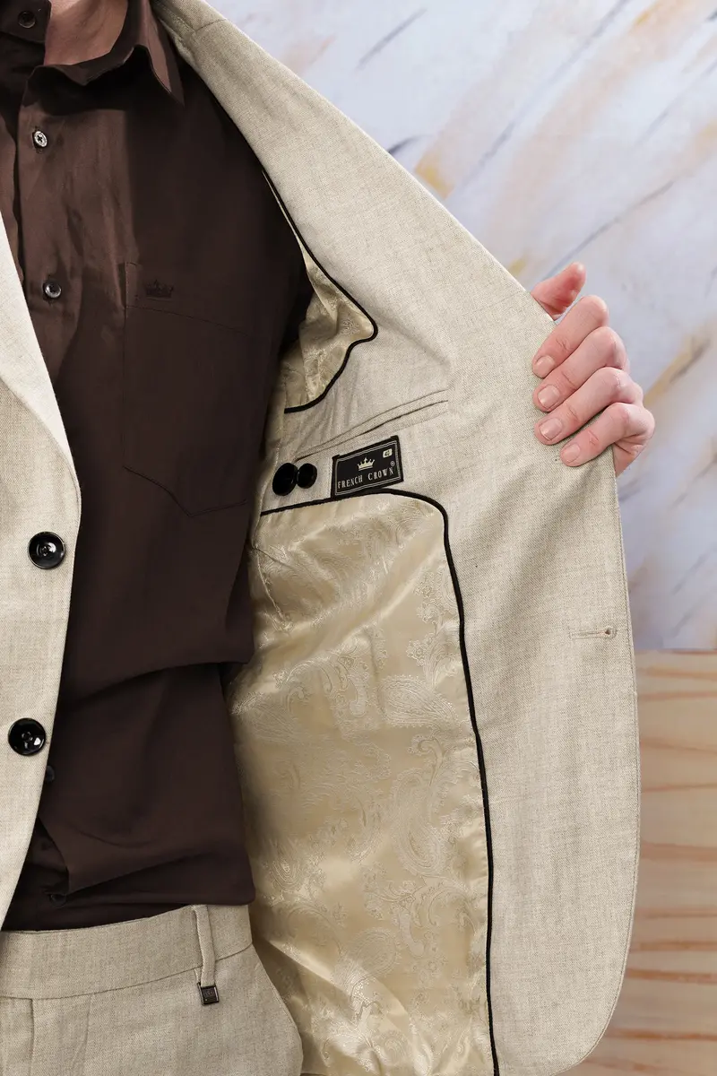 Oyster Cream Luxurious Linen Blazer 6