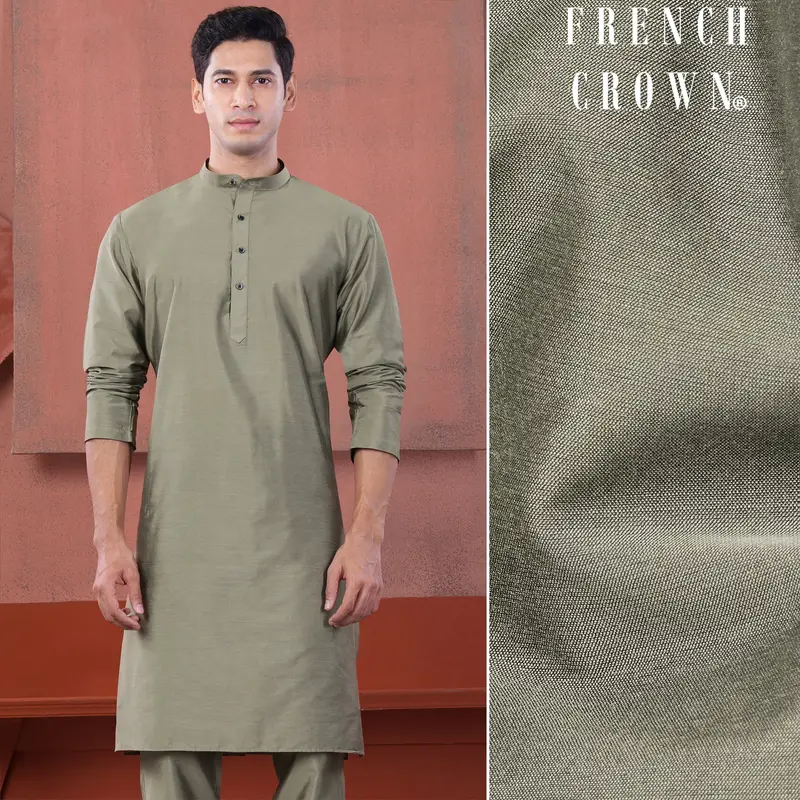 Oyster Gray Subtle Sheen Viscose Kurta 1