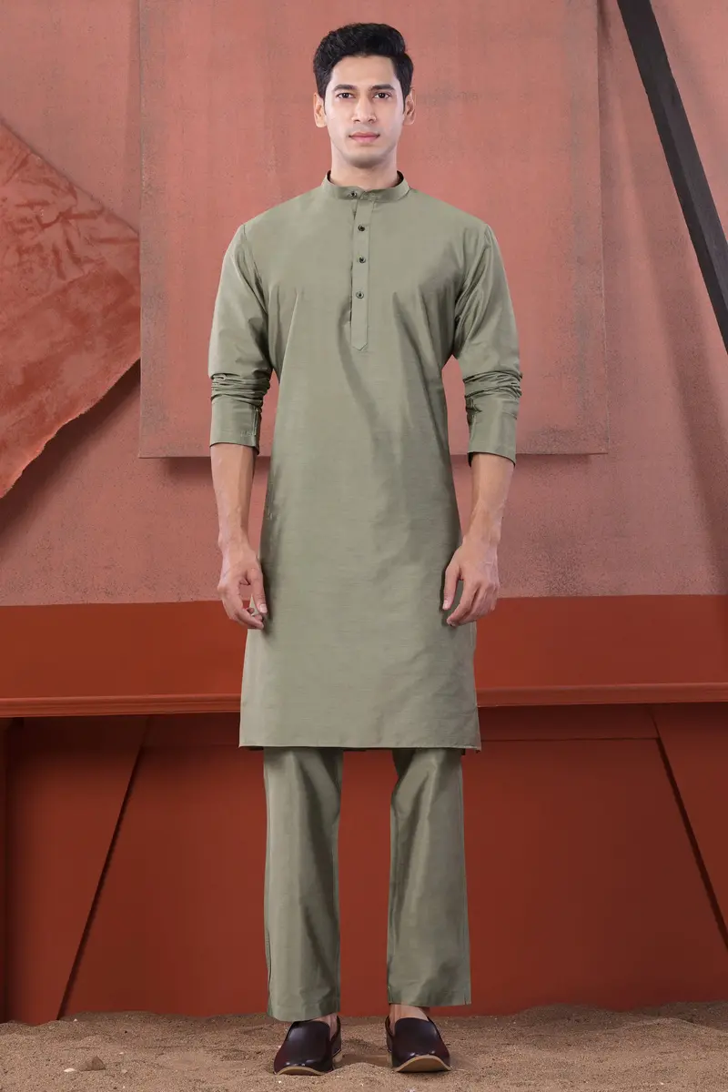 Oyster Gray Subtle Sheen Viscose Kurta Set 2