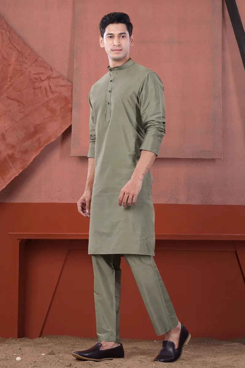 Oyster Gray Subtle Sheen Viscose Kurta Set 7