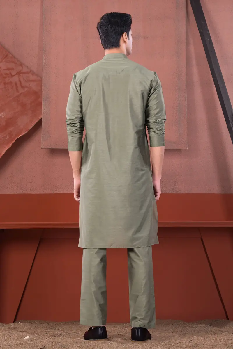 Oyster Gray Subtle Sheen Viscose Kurta Set 8