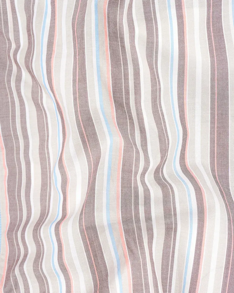 Oyster Gray With Hurricane Brown Multicolour Striped Premium Cotton Shirt 2