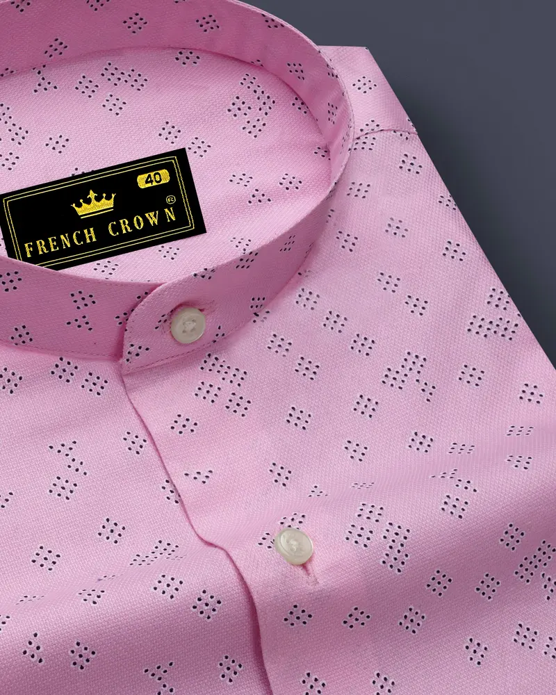 Oyster Pink Dobby Textured Premium Giza Cotton Shirt 1