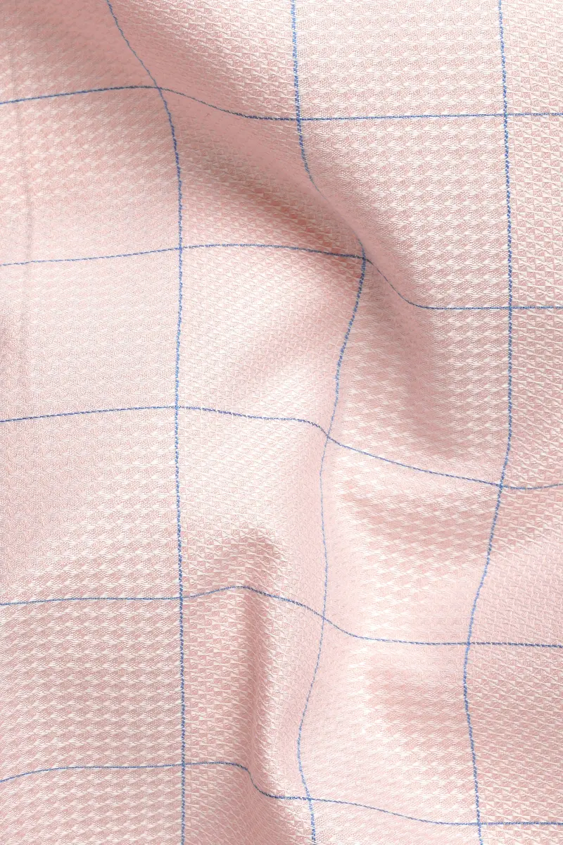 Oyster Pink Windowpane Dobby Textured Premium Cotton Shirt 2