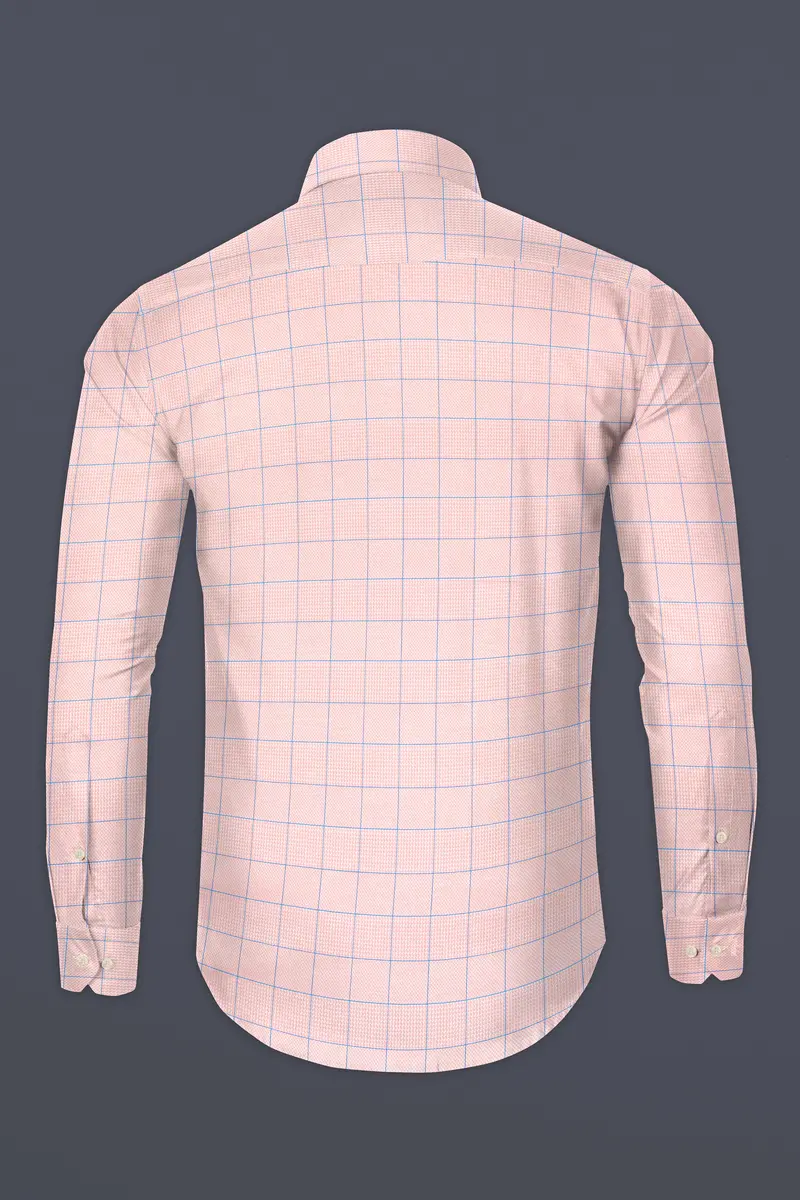 Oyster Pink Windowpane Dobby Textured Premium Cotton Shirt 5
