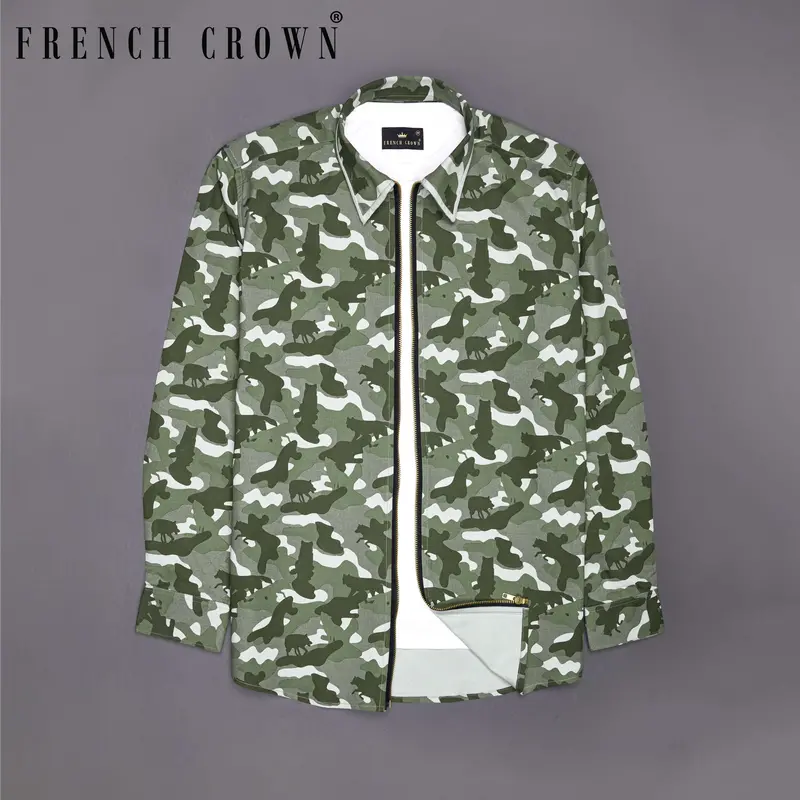 Oyster With Cactus Green Camouflage Royal Oxford Jacket 1