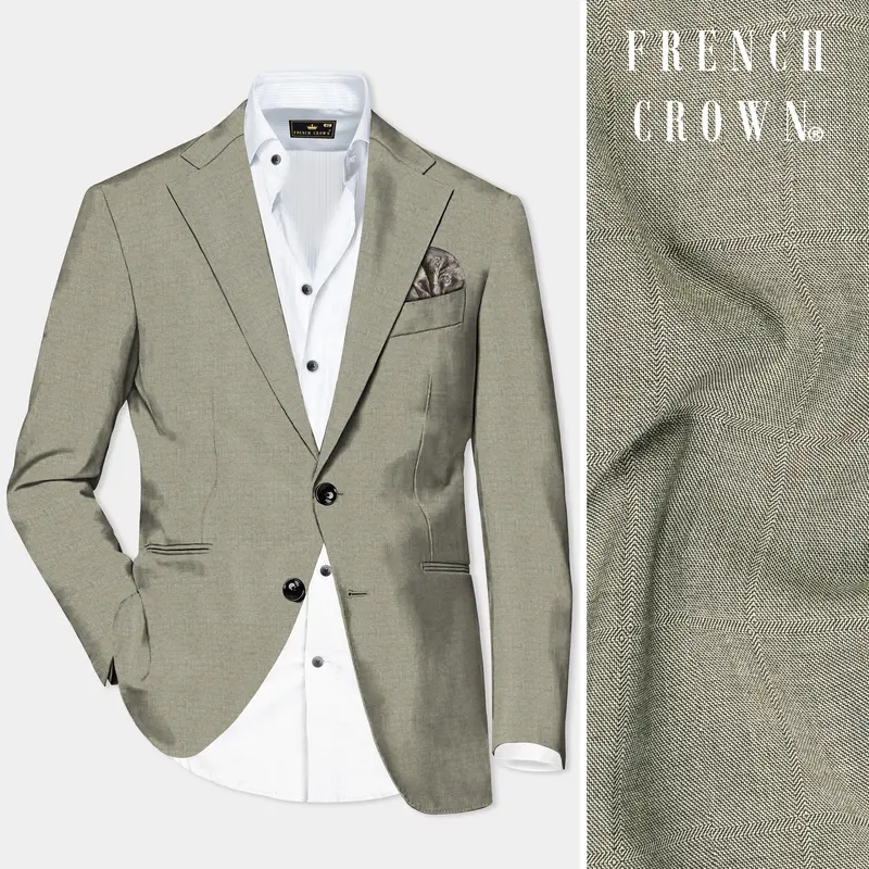 Pablo Gray Plaid Wool Rich Single Breasted Blazer 1