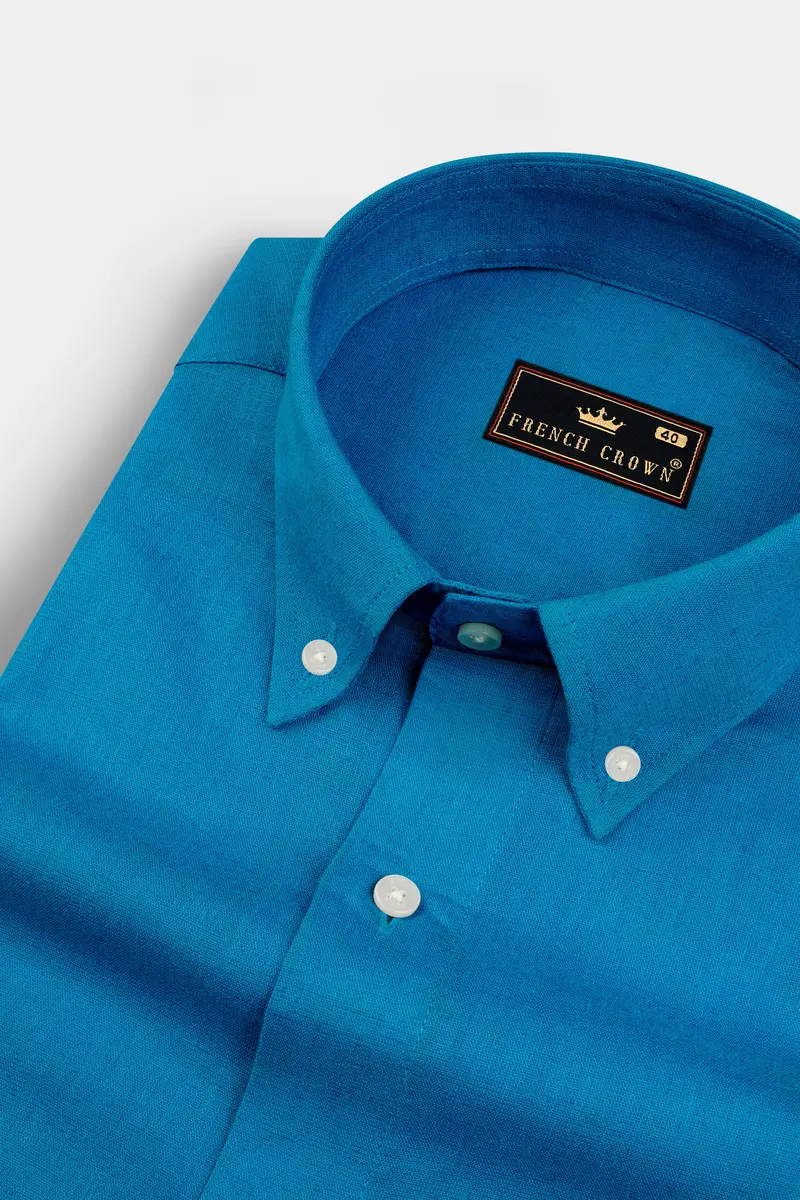 Pacific Blue Luxurious Linen Shirt 1