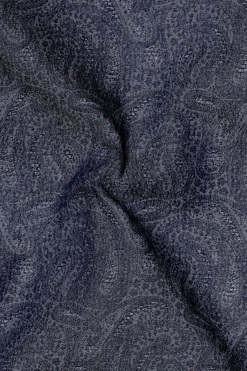 Paiscrest-Vulcan Denim Blue Paisley Printed Super Soft Premium Cotton Casual Shirt 3