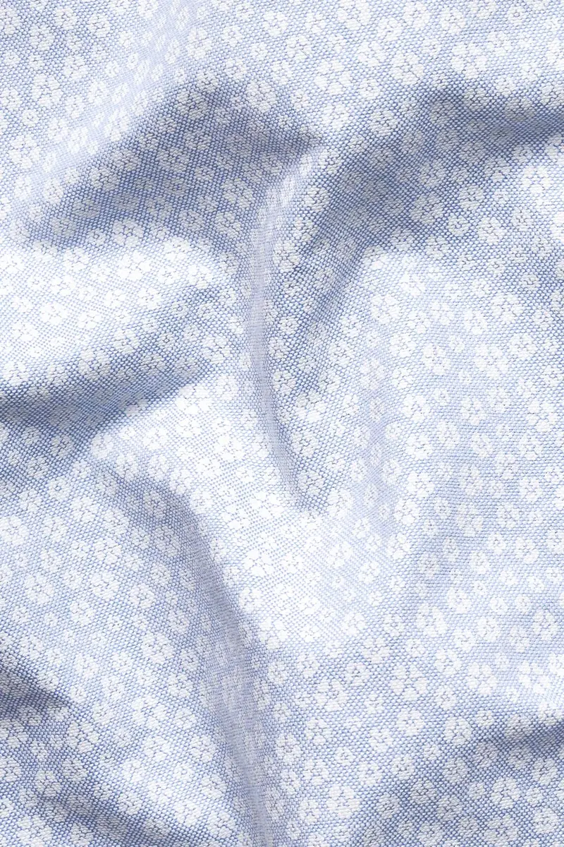 Pale Aqua Blue And White Ditsy Printed Royal Oxford Shirt 2