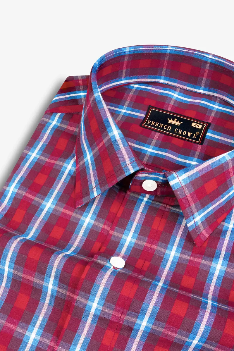 Pale Carmine With Cadillac Plaid Premium Cotton Shirt 1