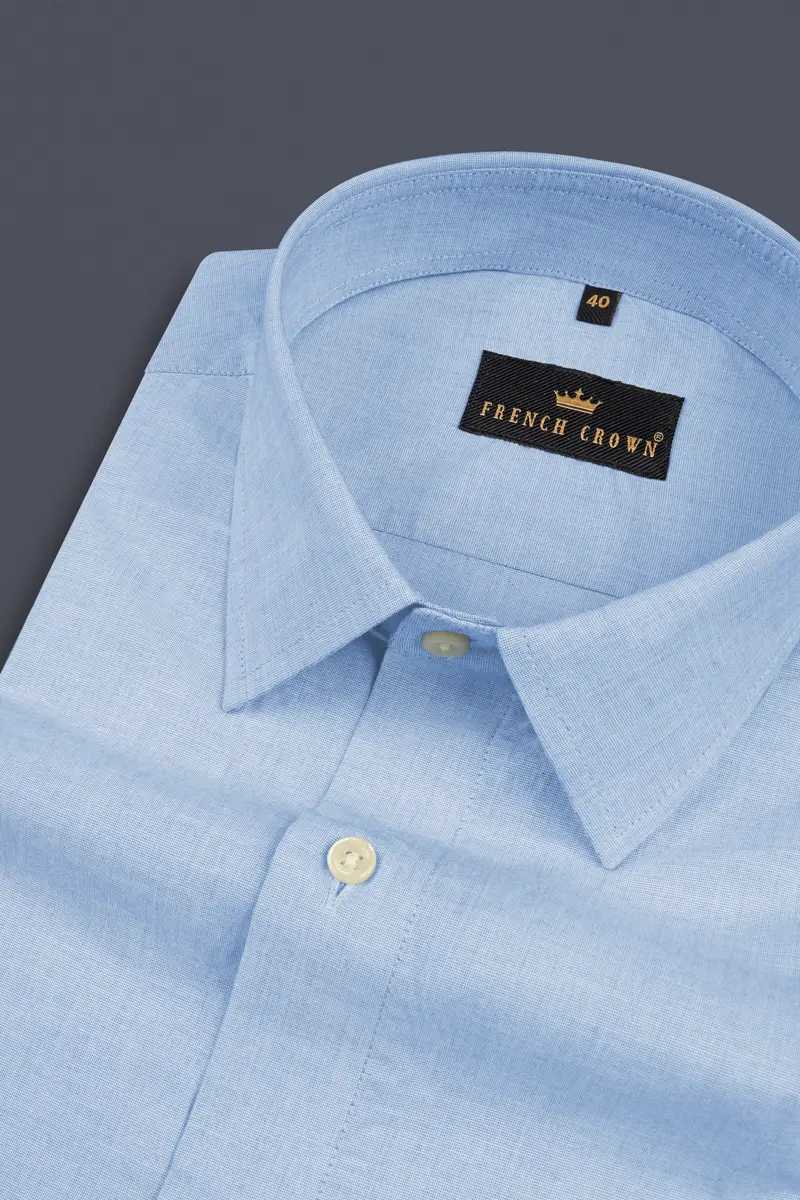 Pale Cerulean Blue Premium Cotton Shirt 1