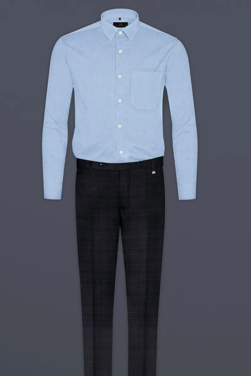 Pale Cerulean Blue Premium Cotton Shirt 6