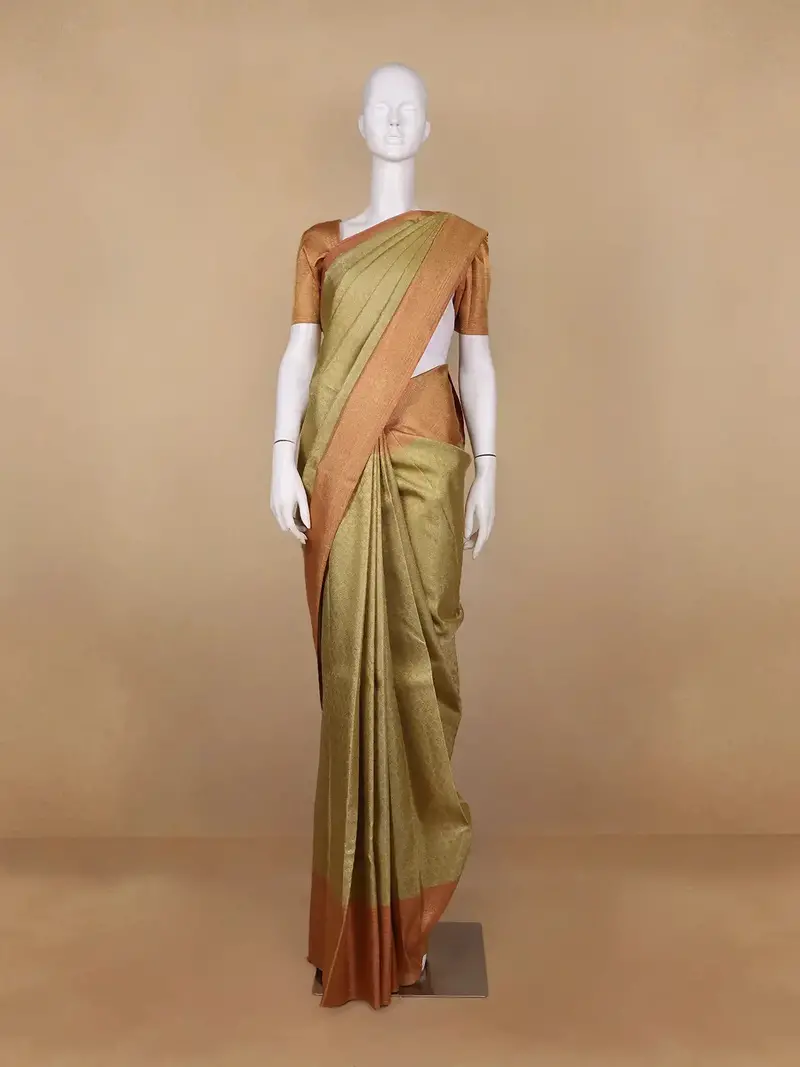 Pale Green Floral Woven Pure Kanchipuram Silk Saree 1