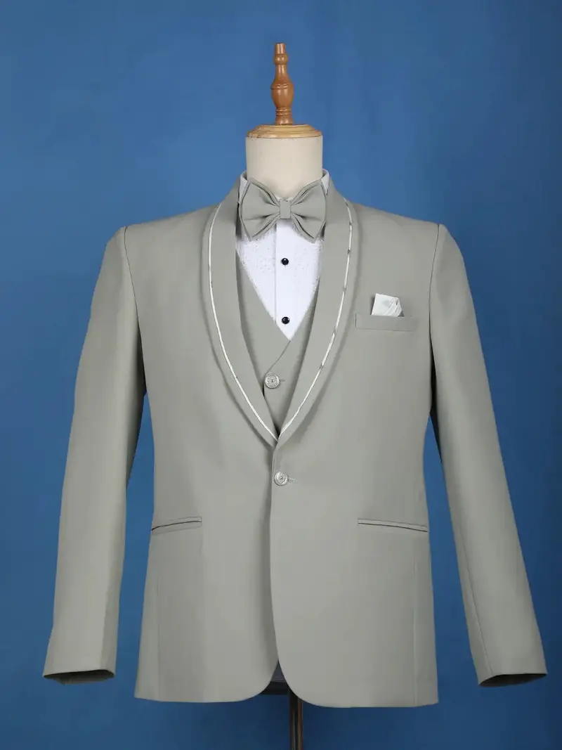 Pale Green Plain Men's Suit 1