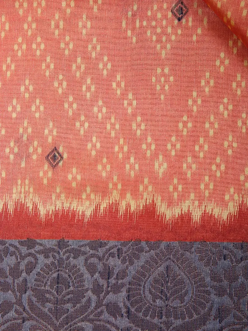 Pale Pink Semi Tussar Silk Floral Designed Saree 2