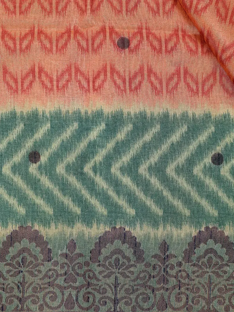 Pale Pink Semi Tussar Silk Saree With Chevron Design And Contrast Blouse 2