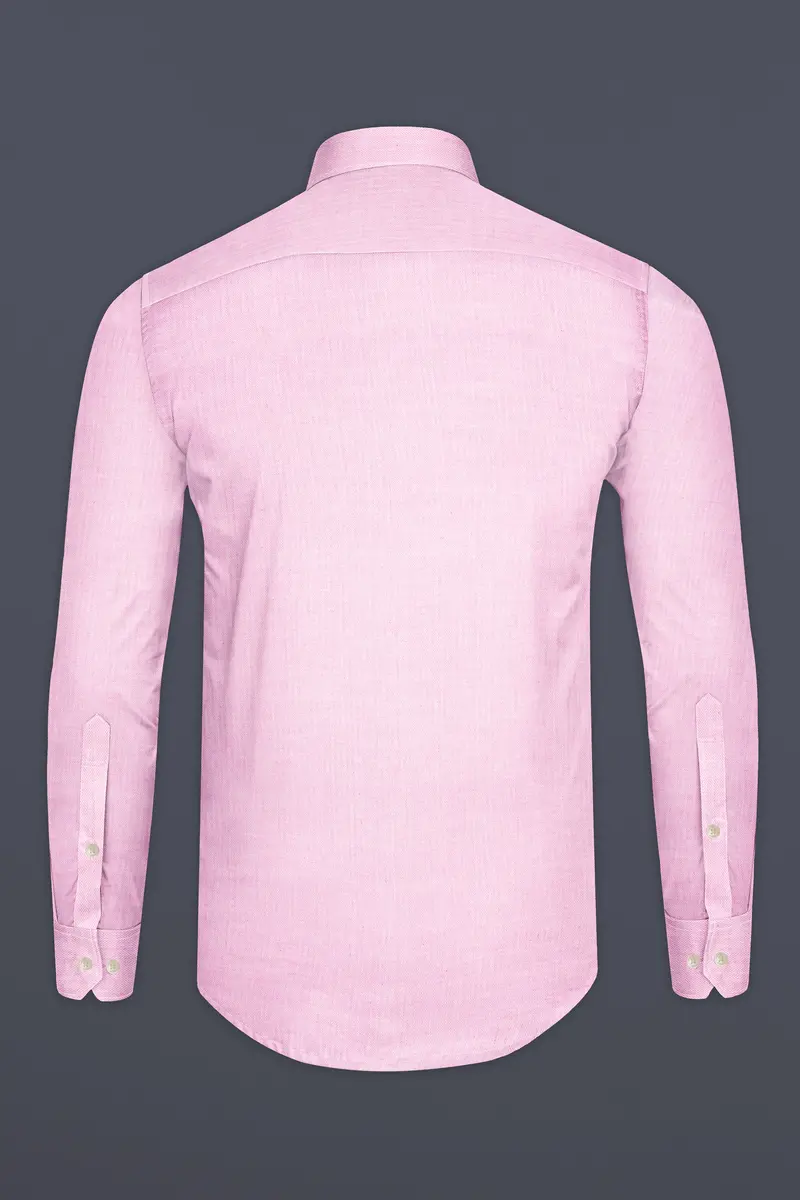 Pale Rose Pink Herringbone And Tencel Rich Shirt 5