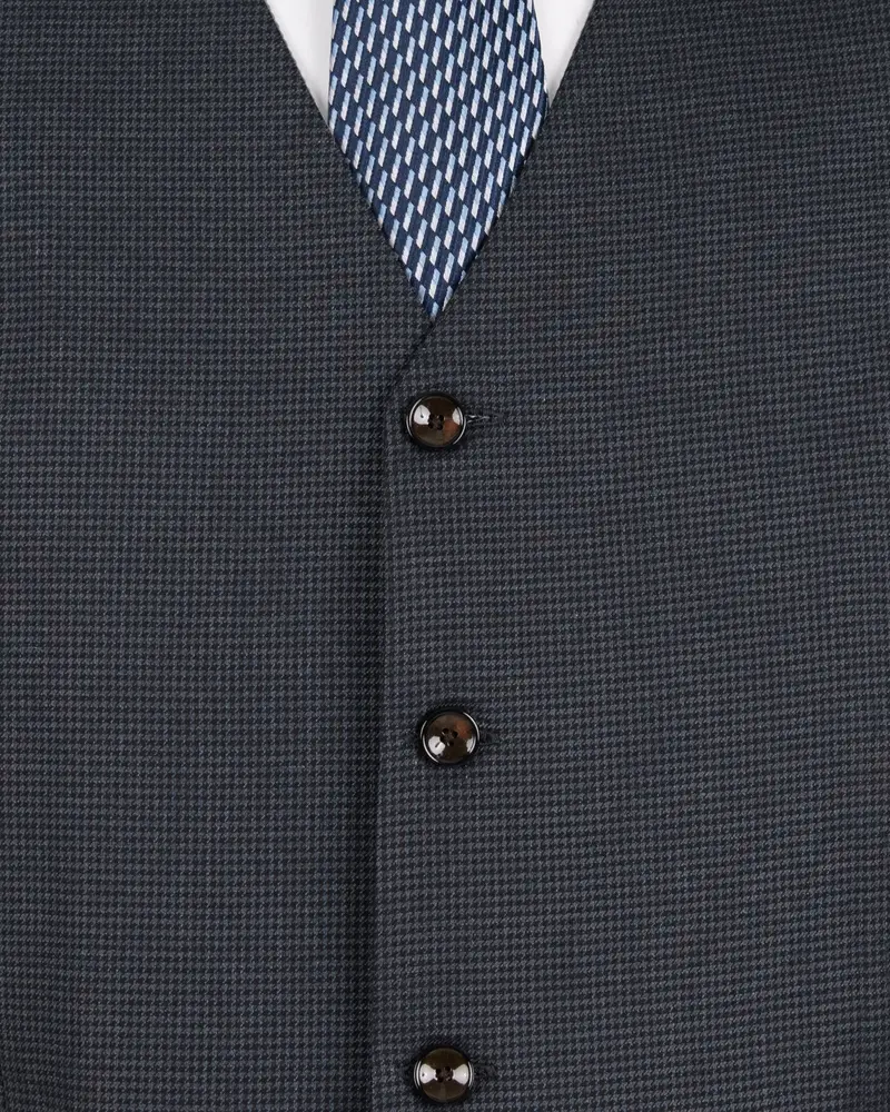 Pale Sky Grey Houndstooth Wool Rich Waistcoat 5