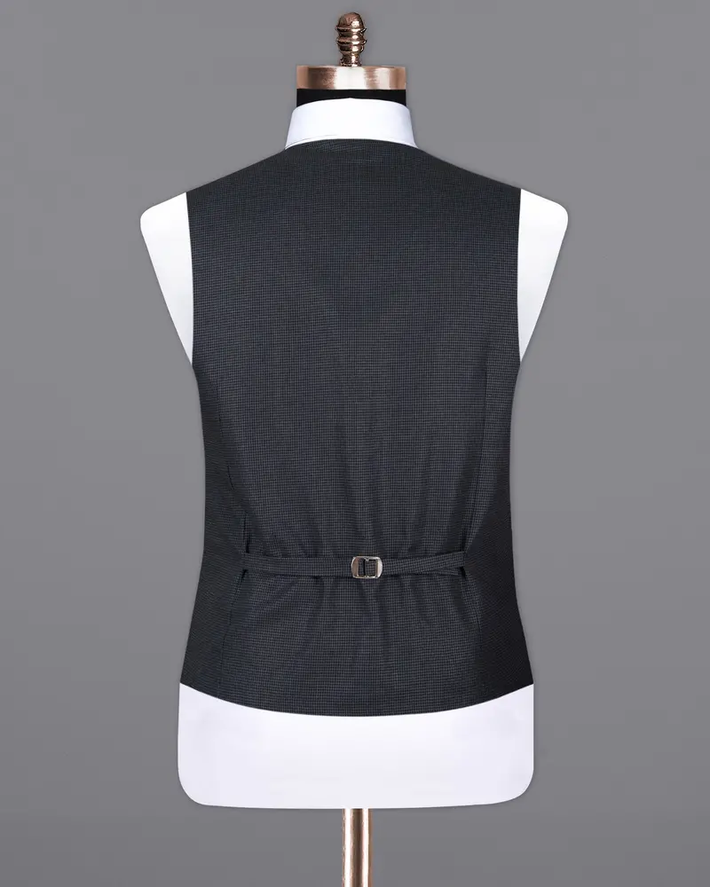 Pale Sky Grey Houndstooth Wool Rich Waistcoat 6