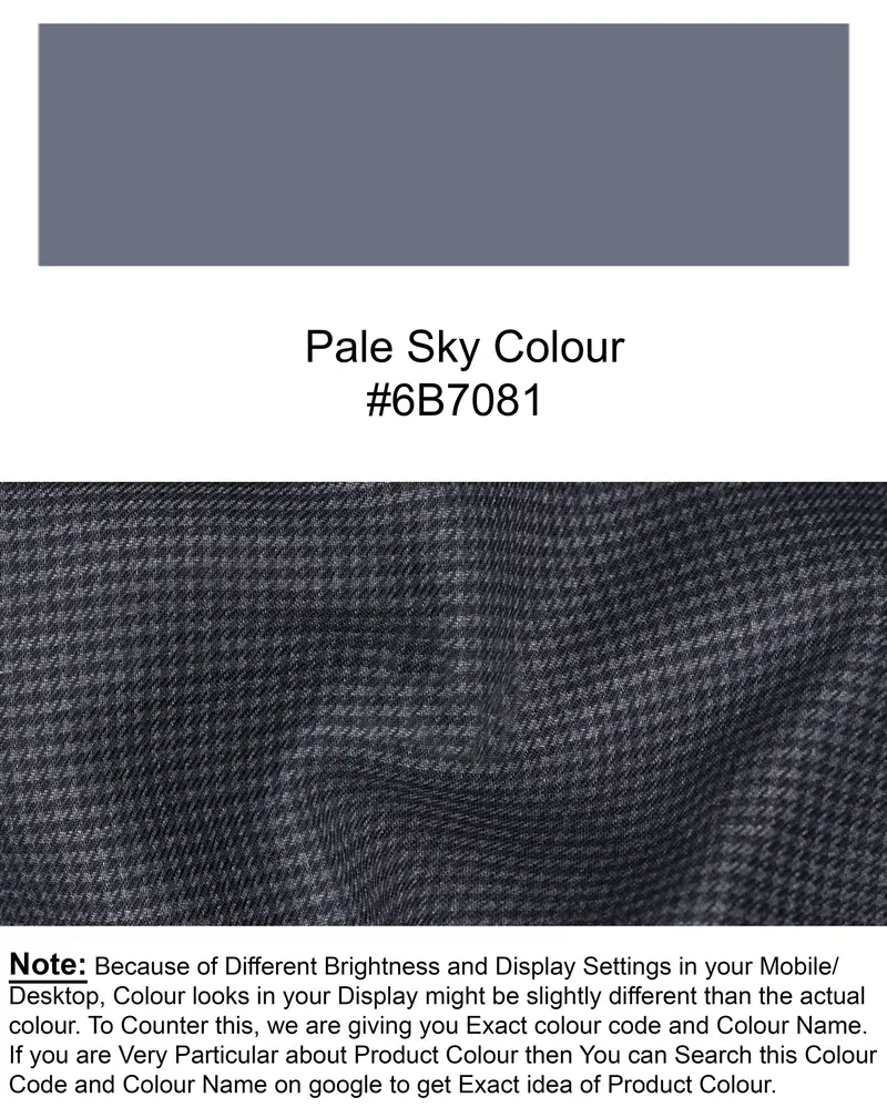Pale Sky Grey Houndstooth Wool Rich Waistcoat 7