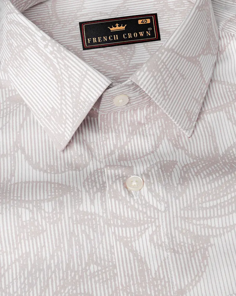 Pale Slate Brown And White Floral Printed Premium Cotton Shirt 1