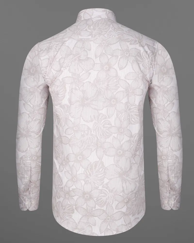 Pale Slate Brown And White Floral Printed Premium Cotton Shirt 6