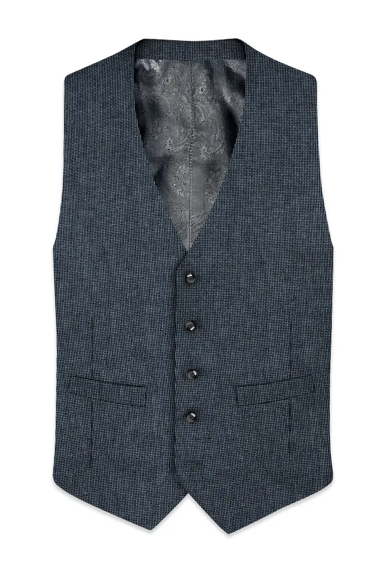 Pale Slate Gray And Black Premium Waistcoat 2