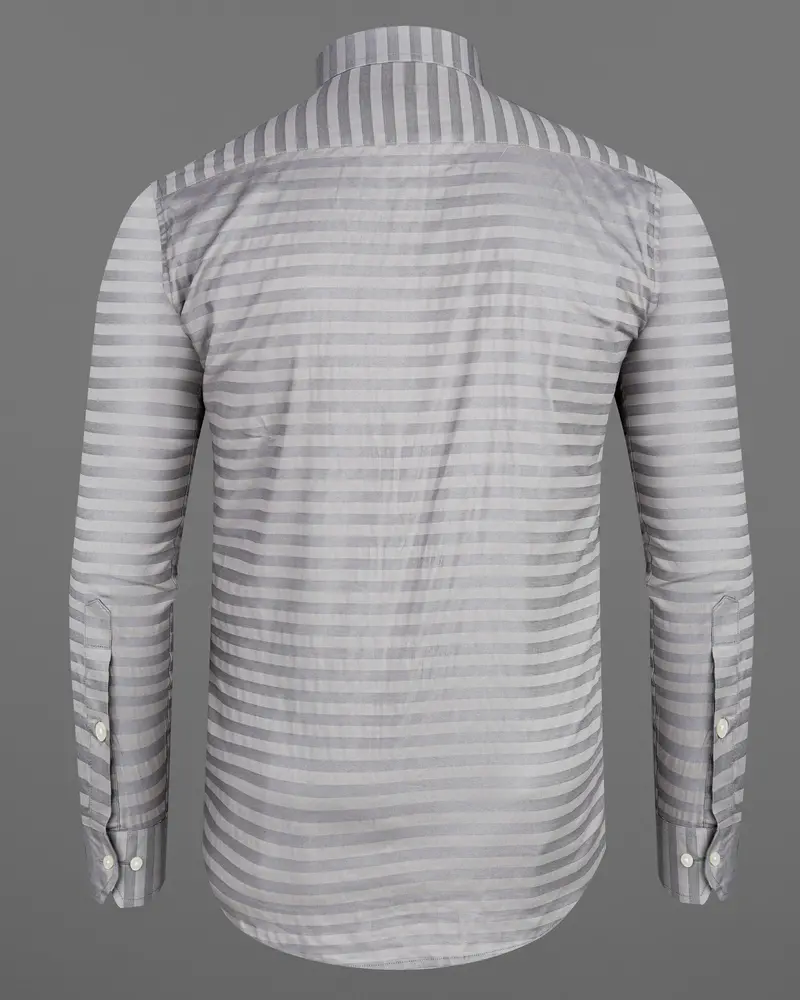Pale Slate Gray And Mountain Mist Gray Snake Pleated Striped Dobby Tuxedo Shirt 7